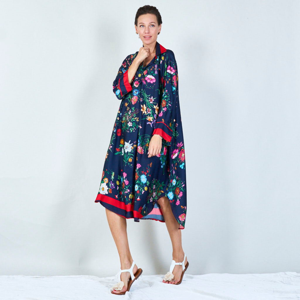 Vibrant floral print tunic dress