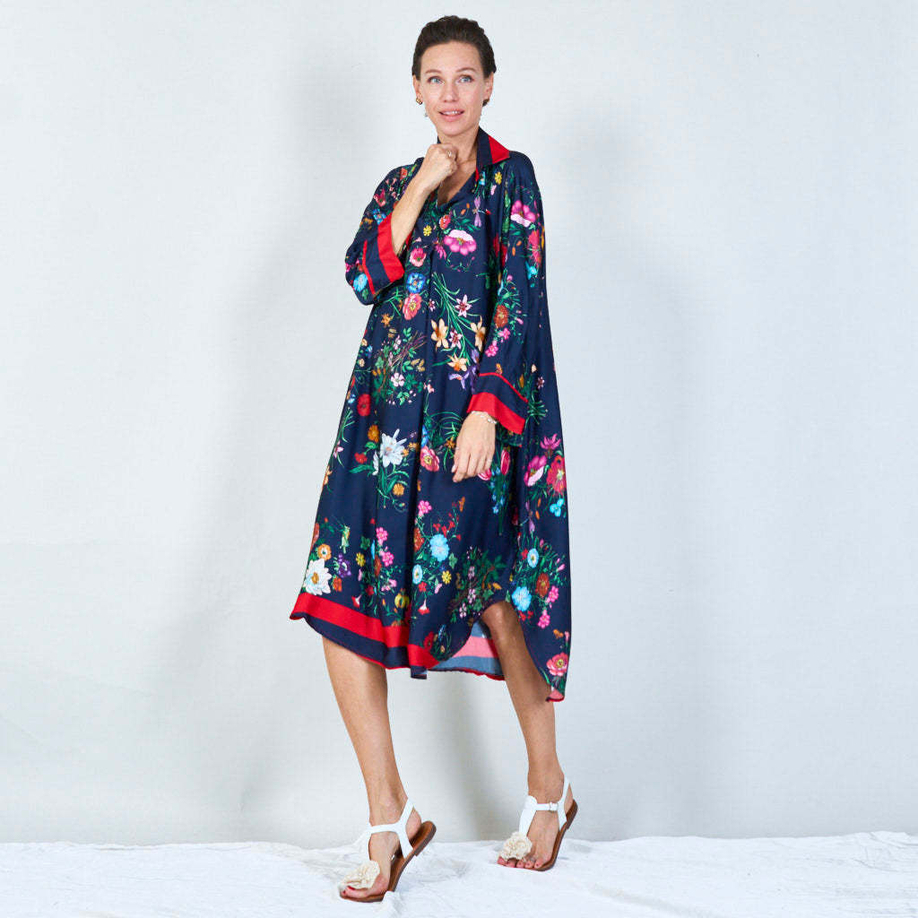 Vibrant floral print tunic dress