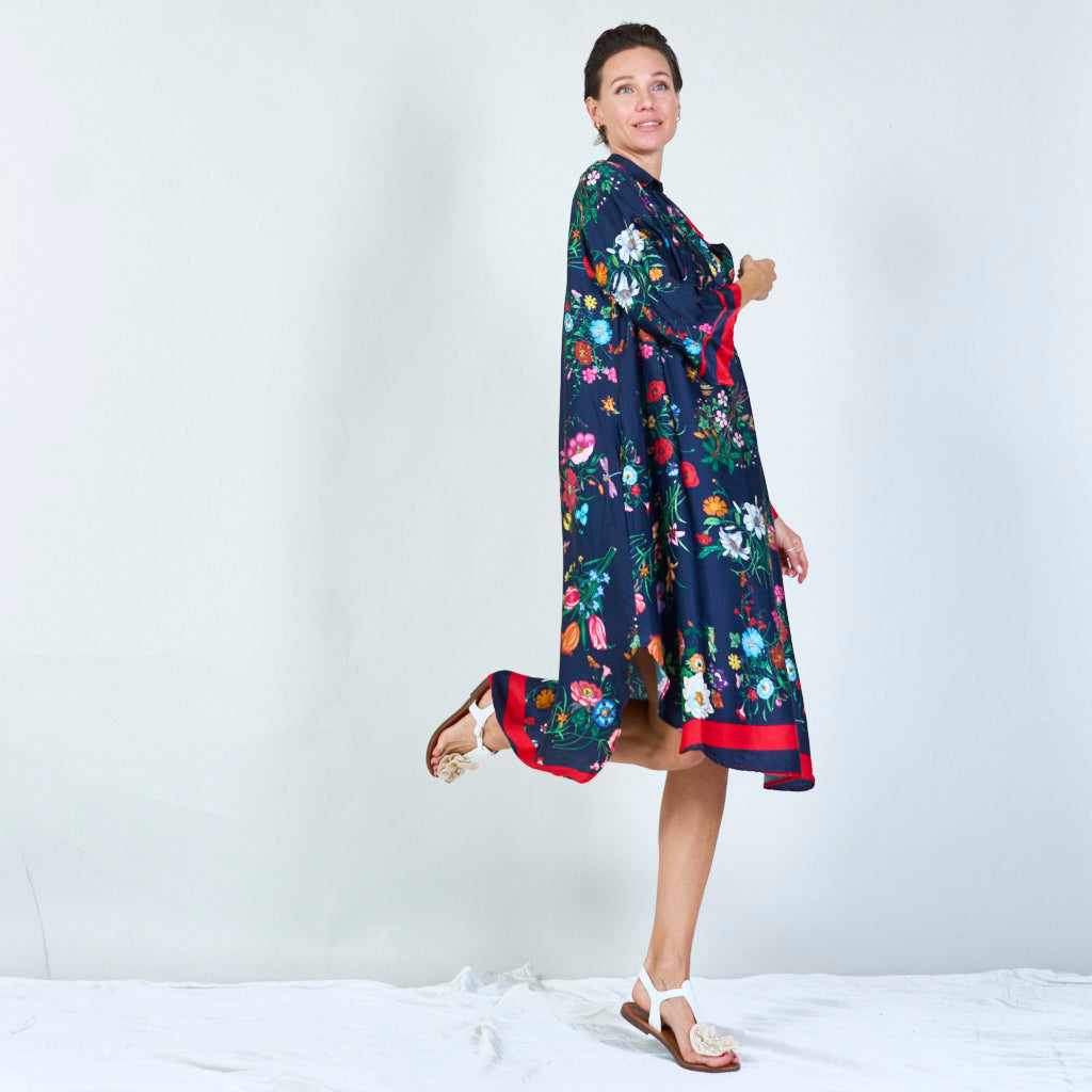 Vibrant floral print tunic dress