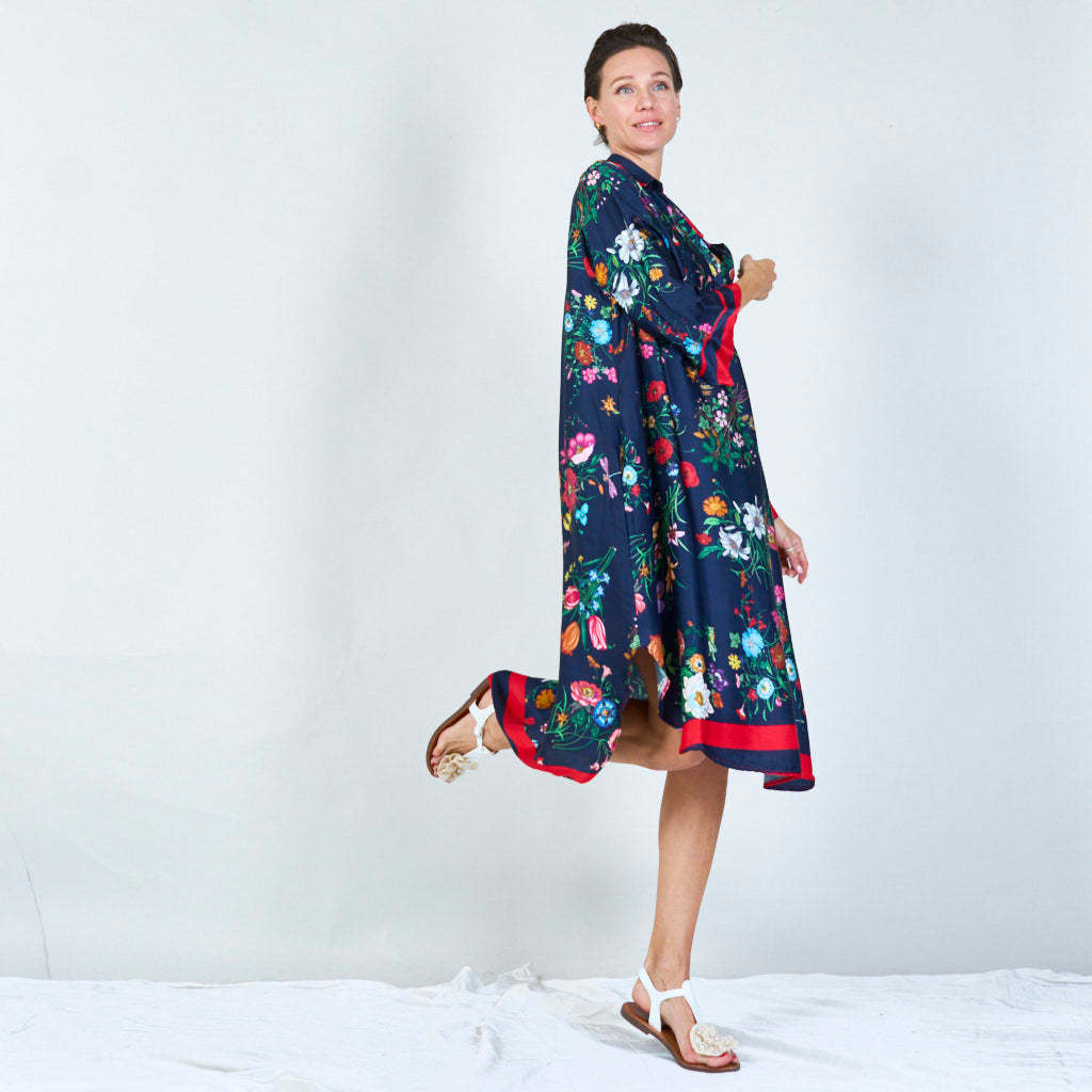 Vibrant floral print tunic dress