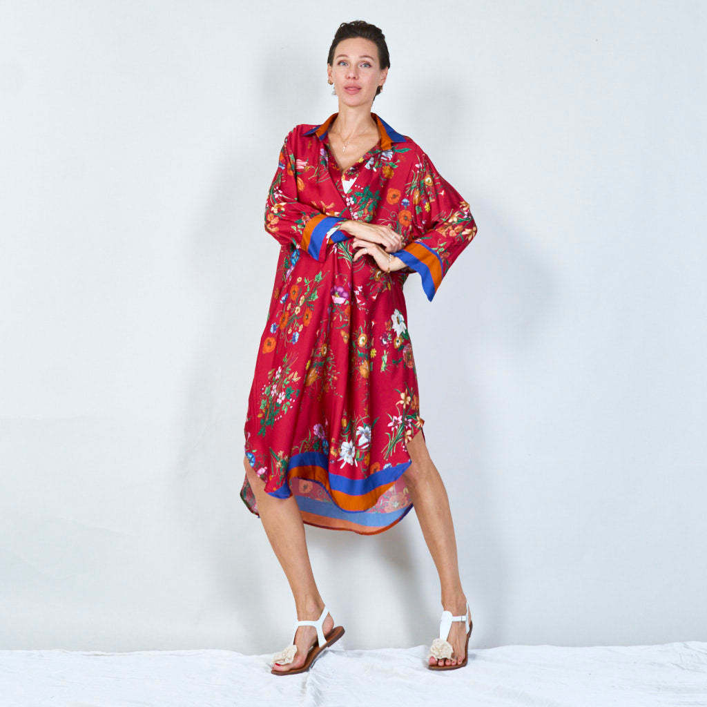 Vibrant floral print tunic dress