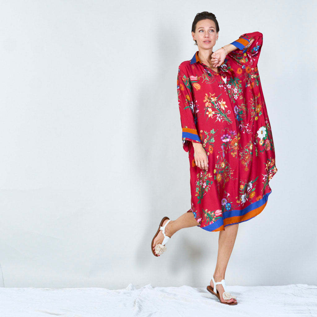 Vibrant floral print tunic dress