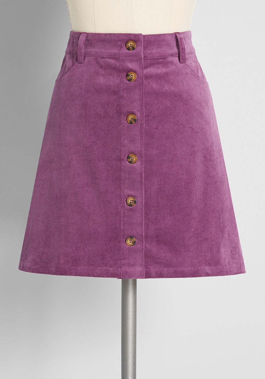 Berry Goodness Button-Front Mini Skirt