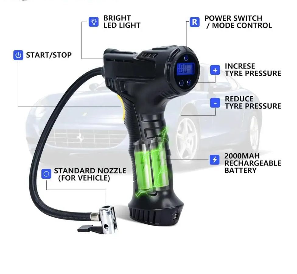 Premium Wireless Digital Tire Inflator with LCD Display – Fast Portable Air Pump