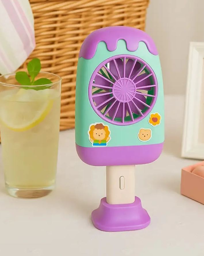 Popsicle USB Rechargeable Mini Fan – Cute Portable Summer Cooling Fan