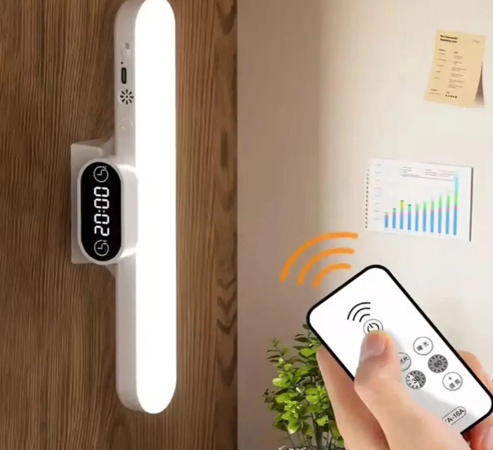 LED Desk Lamp with Digital Clock – Minimalist Rechargeable Study & Work Light