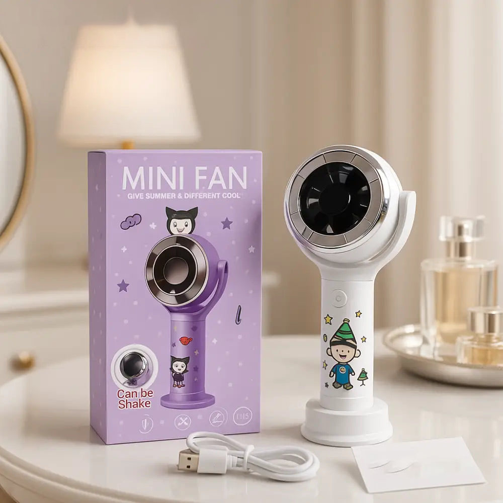 Rechargeable Mini Fan – Portable Handheld Bladeless Fan with Cute Design