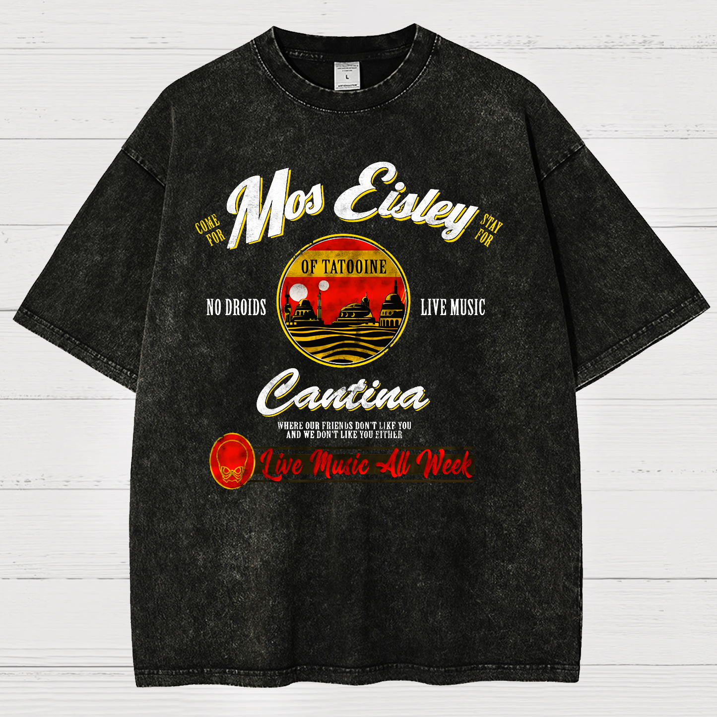 Mos Eisley Cantina Tatooine Graphic Print Vintage Distressed T-shirt