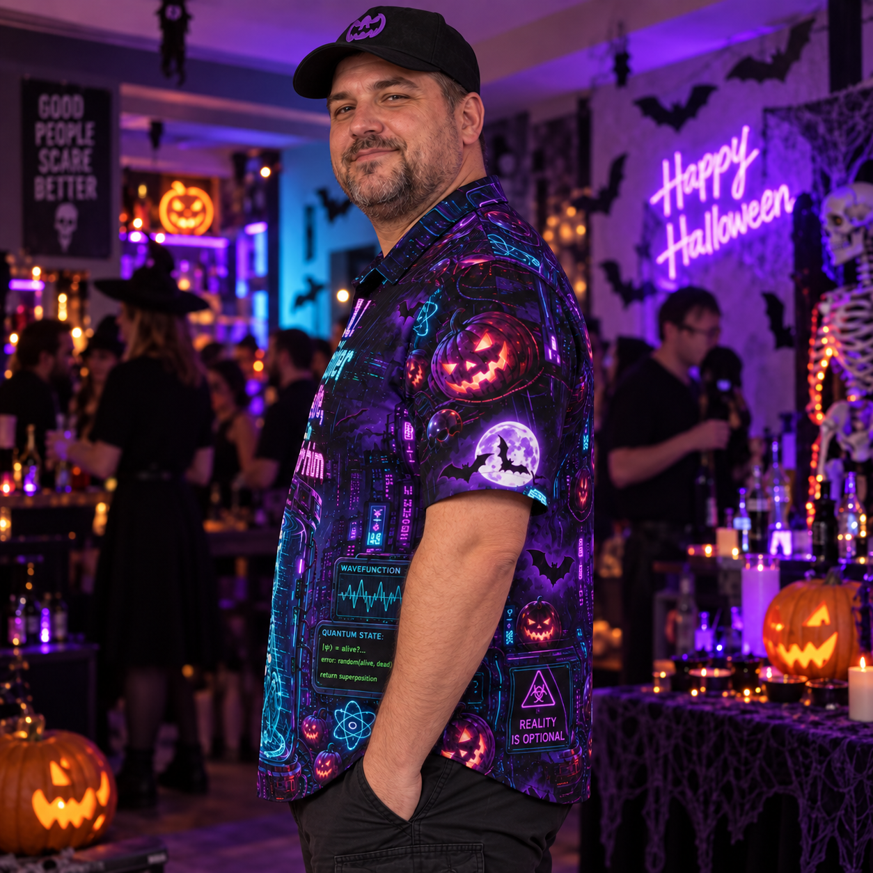 Schrödinger's cat-cyberpunk style Geek Hawaiian Shirt