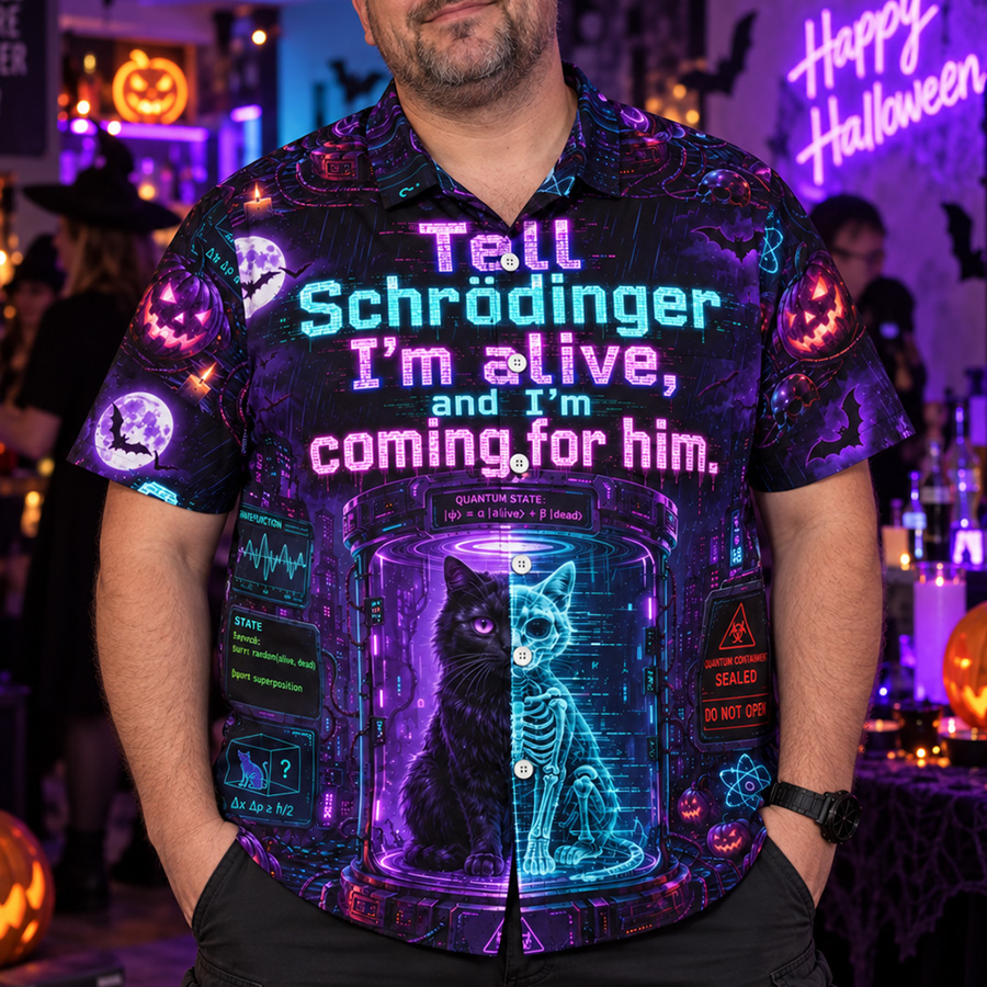 Schrödinger's cat-cyberpunk style Geek Hawaiian Shirt
