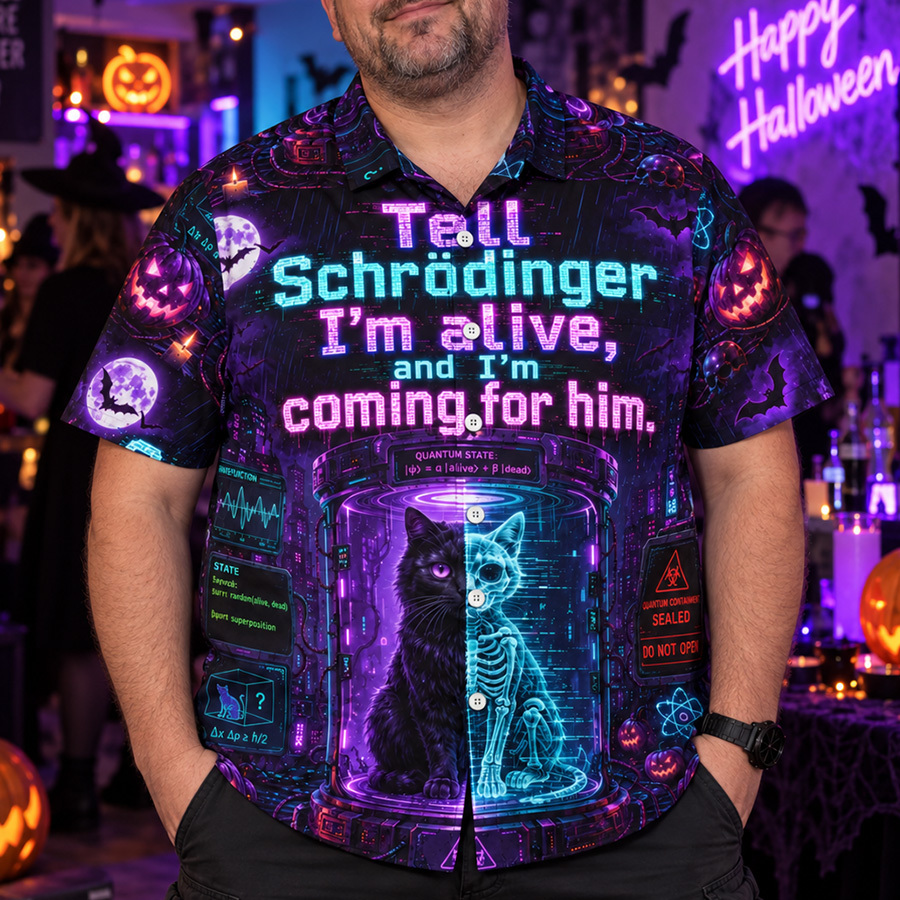 Schrödinger's cat-cyberpunk style Geek Hawaiian Shirt