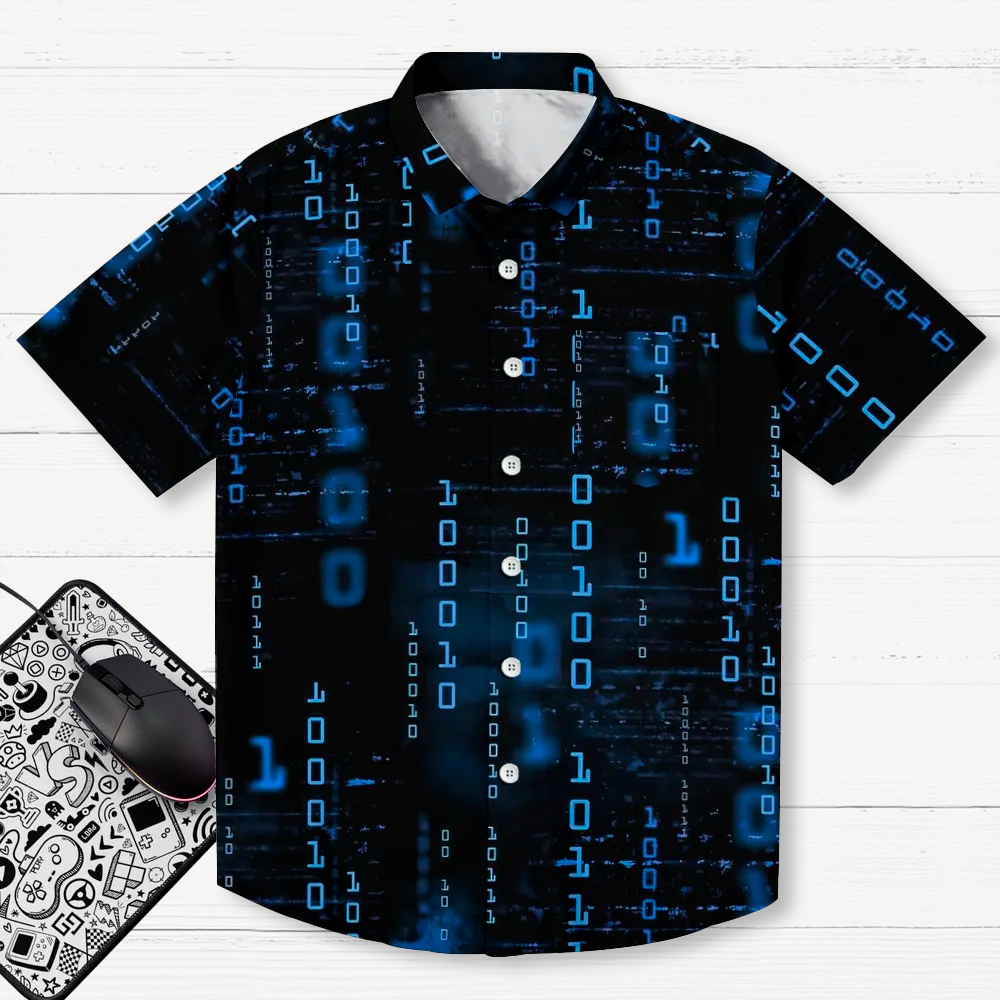 Blue Codes 0 And 1 Geeky Shirt