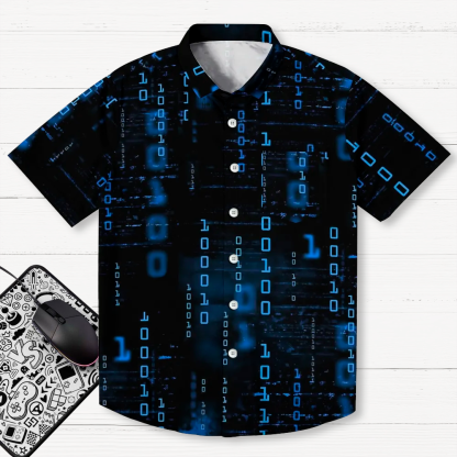 Blue Codes 0 And 1 Geeky Shirt