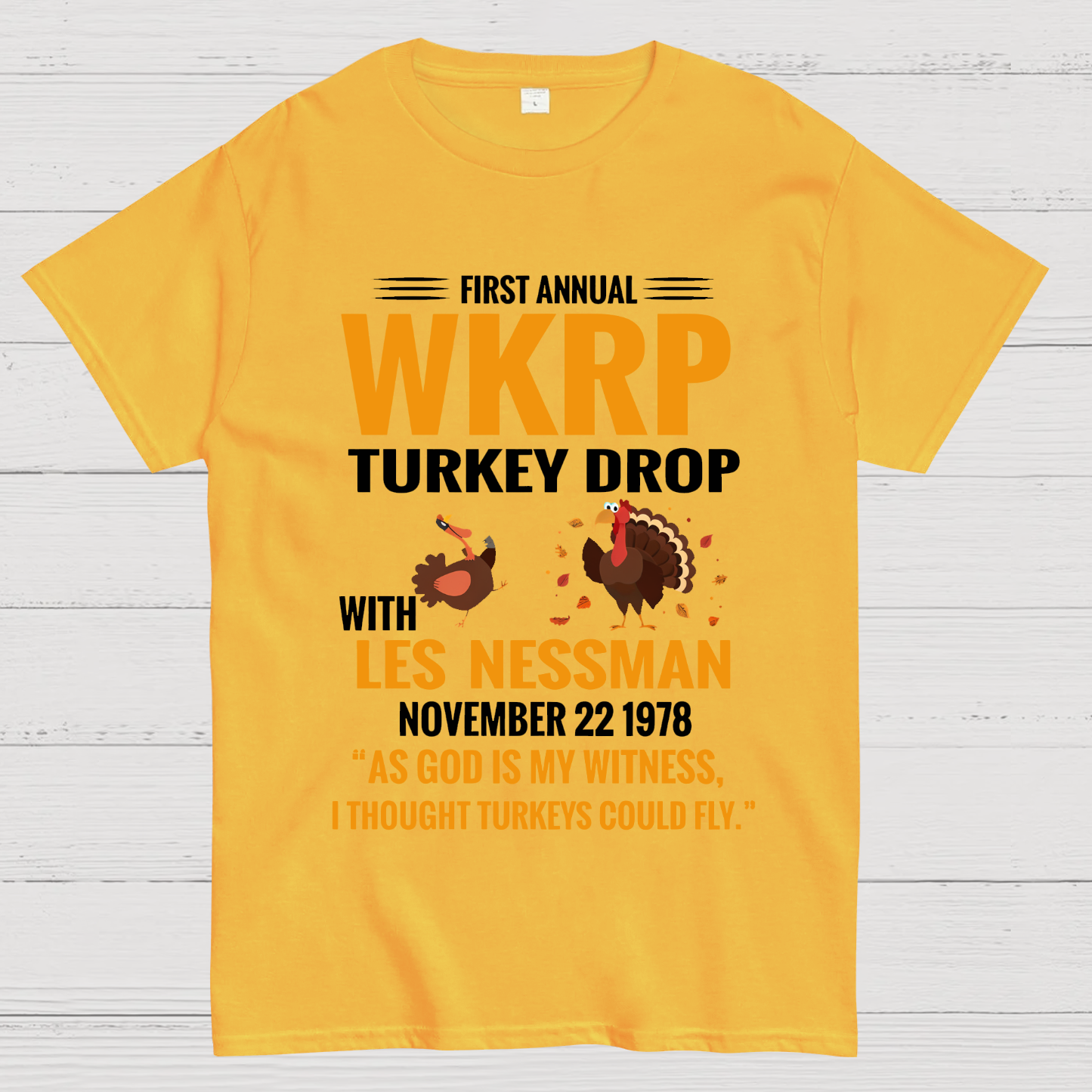 First Annual WKRP Turkey Drop With Les Nessman November 22 1978 Geek T-Shirt