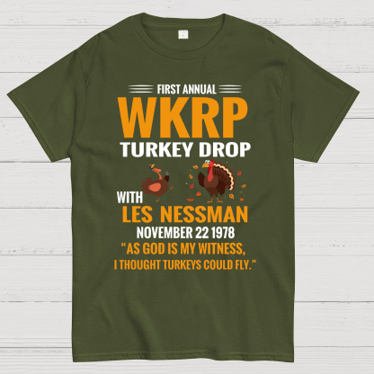 First Annual WKRP Turkey Drop With Les Nessman November 22 1978 Geek T-Shirt