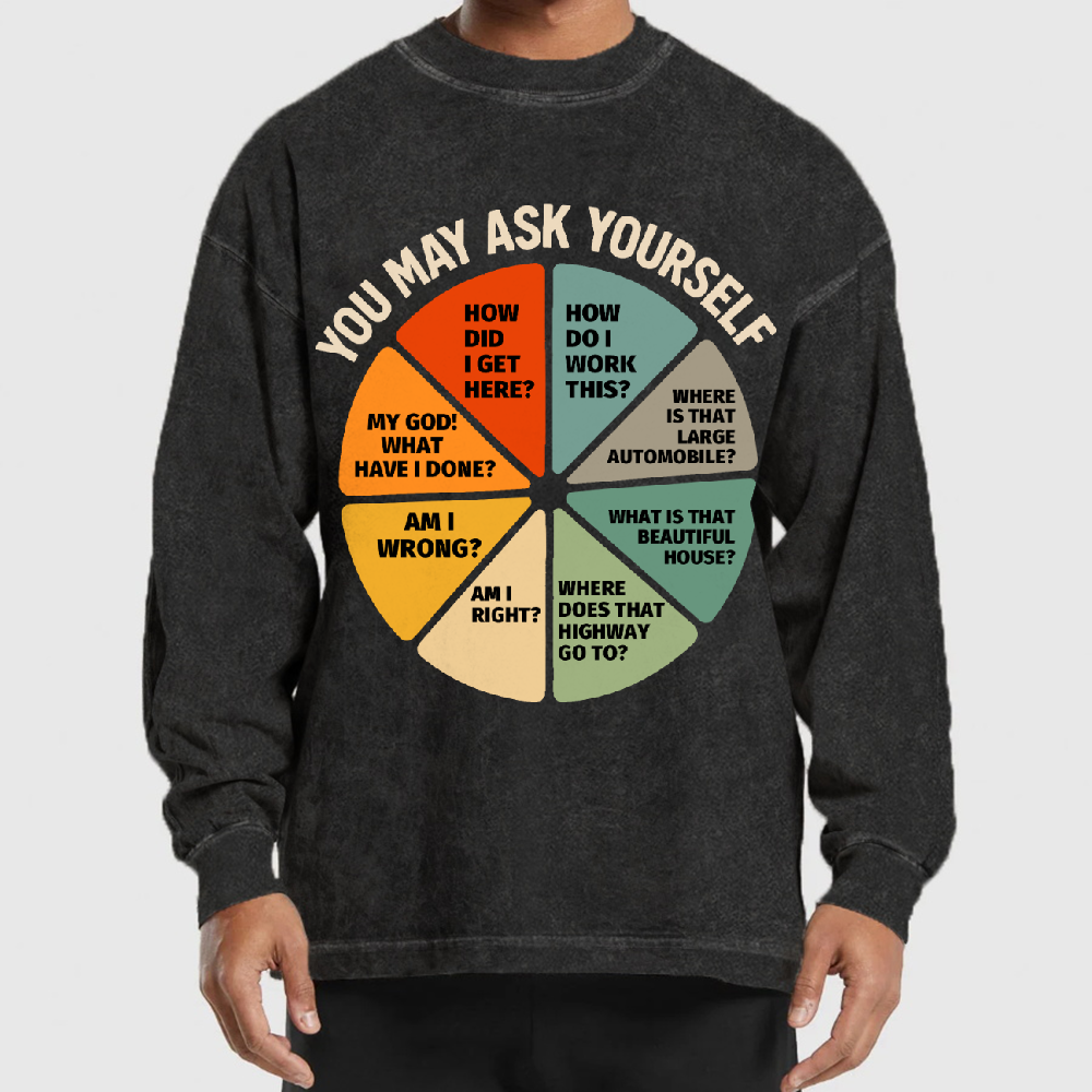 You May Ask Yourself Washed Long Sleeve Tee