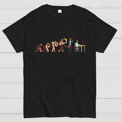 Human evolution From monkey to businessman and computer user Geeky T-Shirt