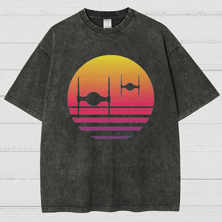 Tie Fighter Sunset Vintage Distressed T-shirt