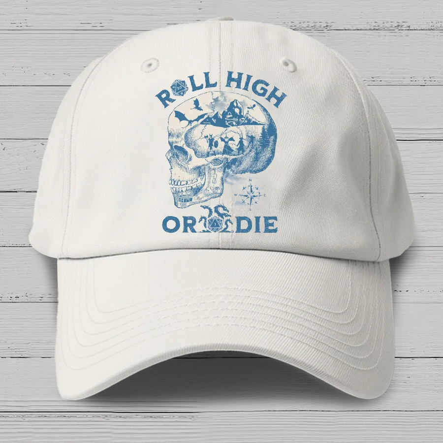 DND SHIRT: Roll High or Die Dungeons and Dragons Cotton Hat