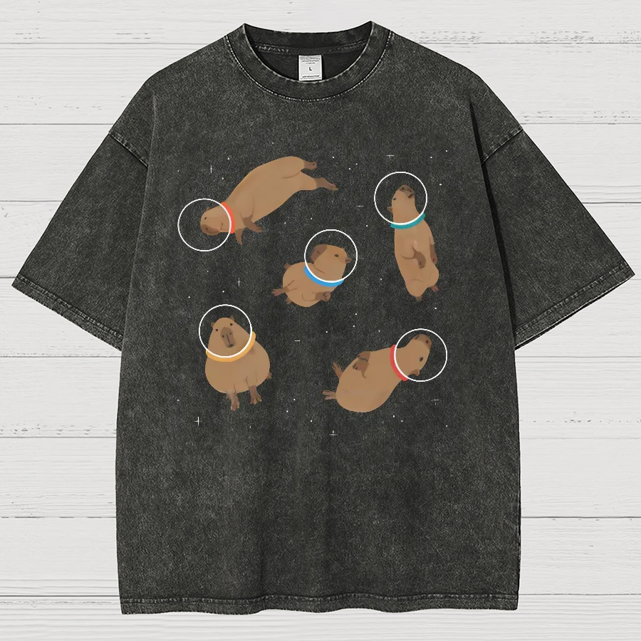 Capybara in Space Funny Vintage Distressed T-shirt