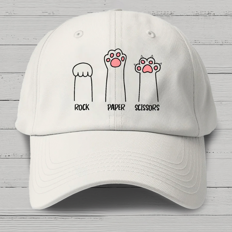 Rock Paper Scissors Hand Game Cute Paw Funny Cat Cotton Hat
