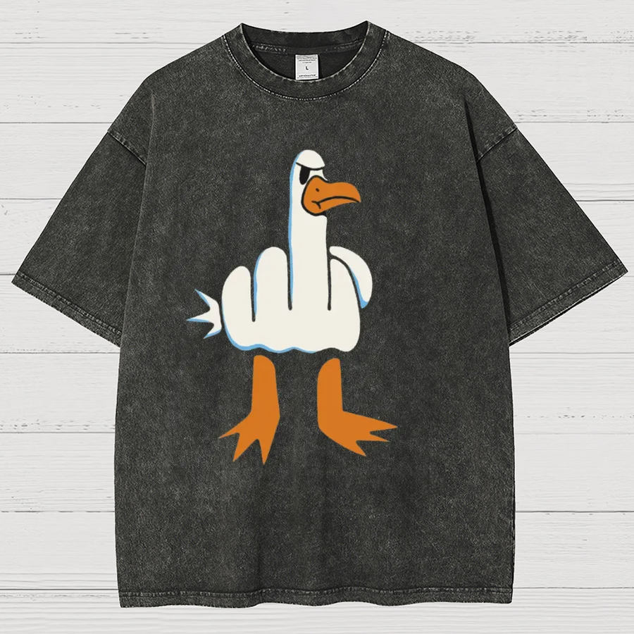 Rude Seagull Design Funny Vintage Distressed T-shirt