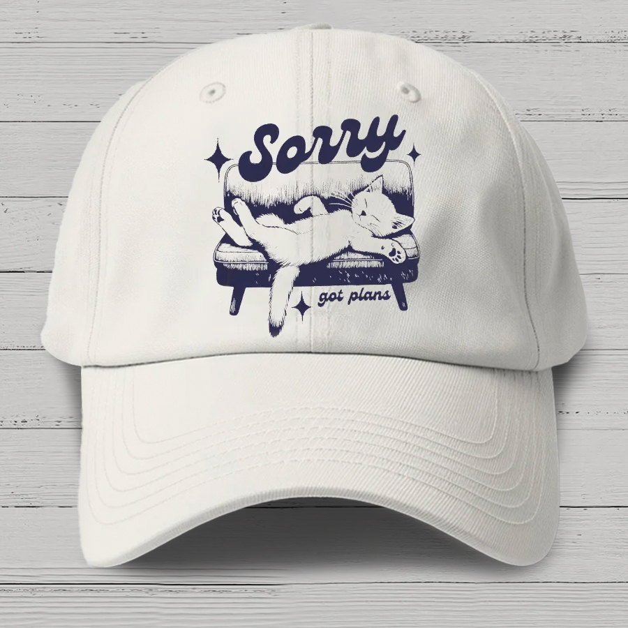 Sorry Got Plans Funny Cat Cotton Hat