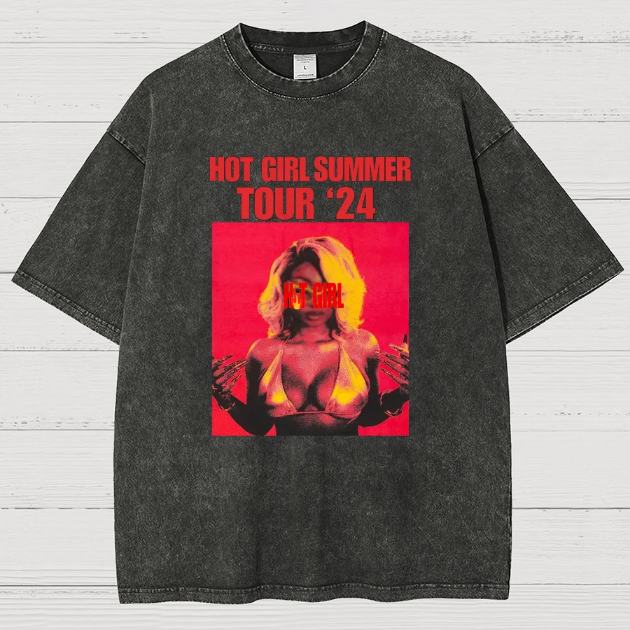 Hot Girl Summer Tour 2024 Megan Print Vintage Distressed T-shirt