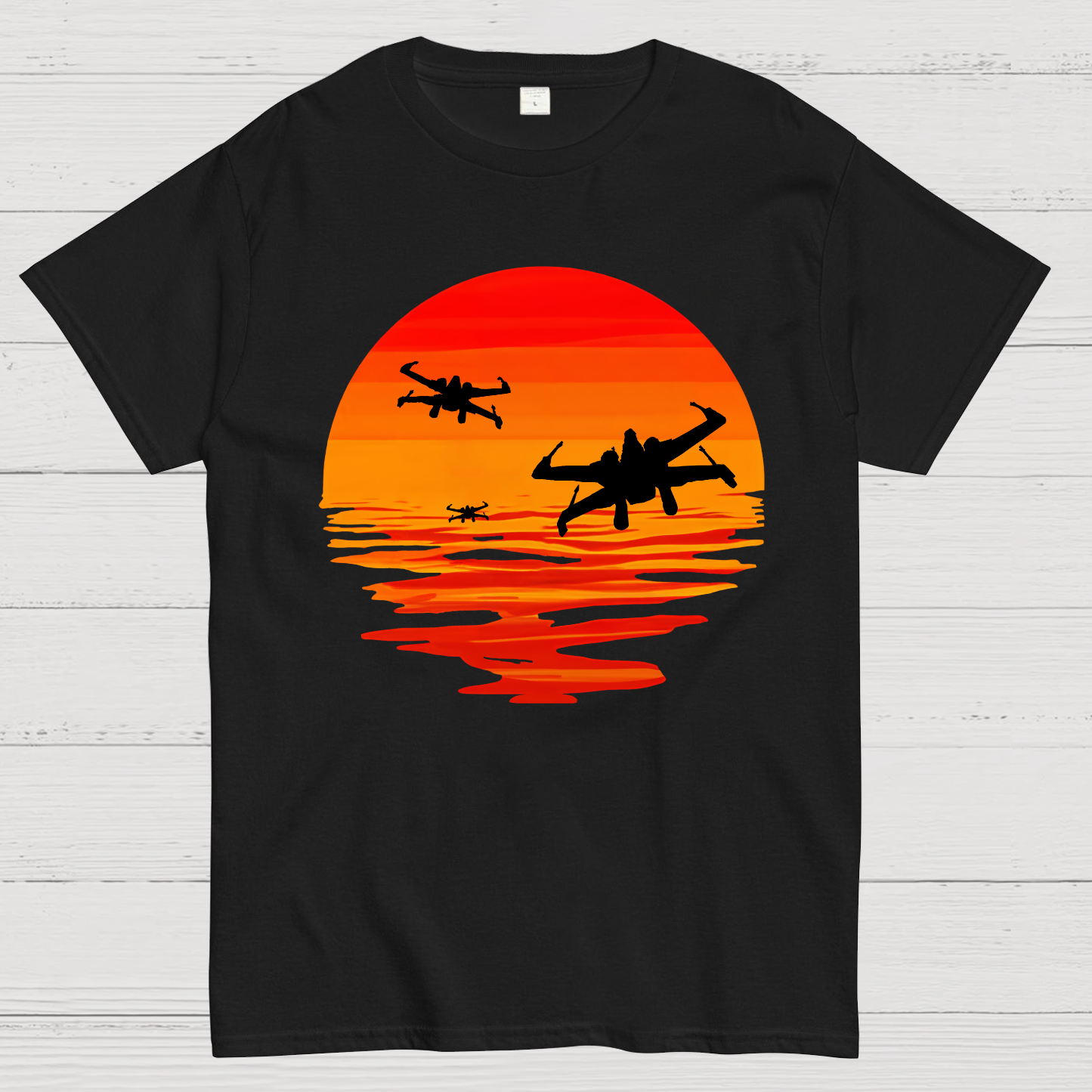 X-wing Starfighter And Sea Sunset Geek T-Shirt