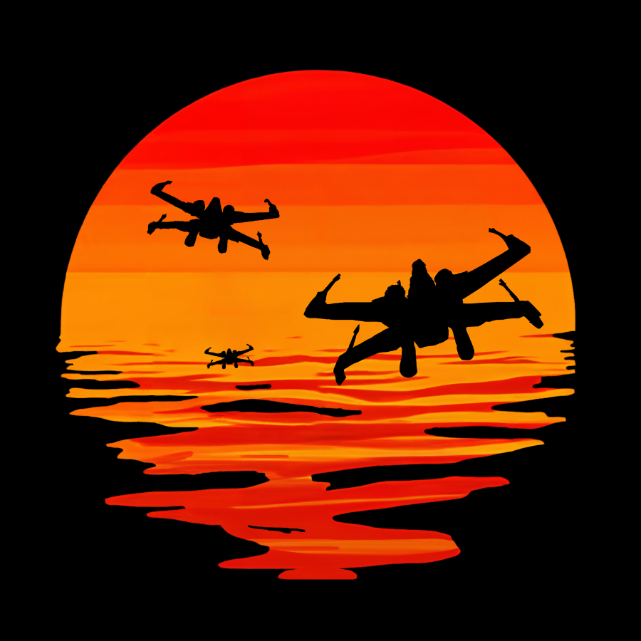 X-wing Starfighter And Sea Sunset Geek T-Shirt