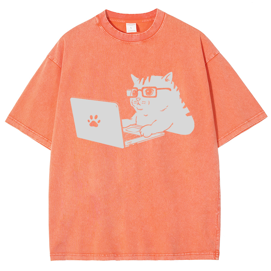 Cats & Computers Vintage Distressed T-shirt