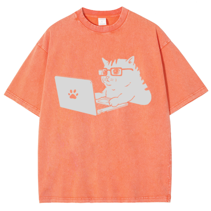 Cats & Computers Vintage Distressed T-shirt