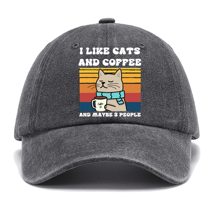 I Like Cats And Coffee And Maybe 3 People Funny Nerd Cotton Hat