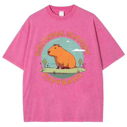 Emotional Support Capybara Vintage Distressed T-shirt
