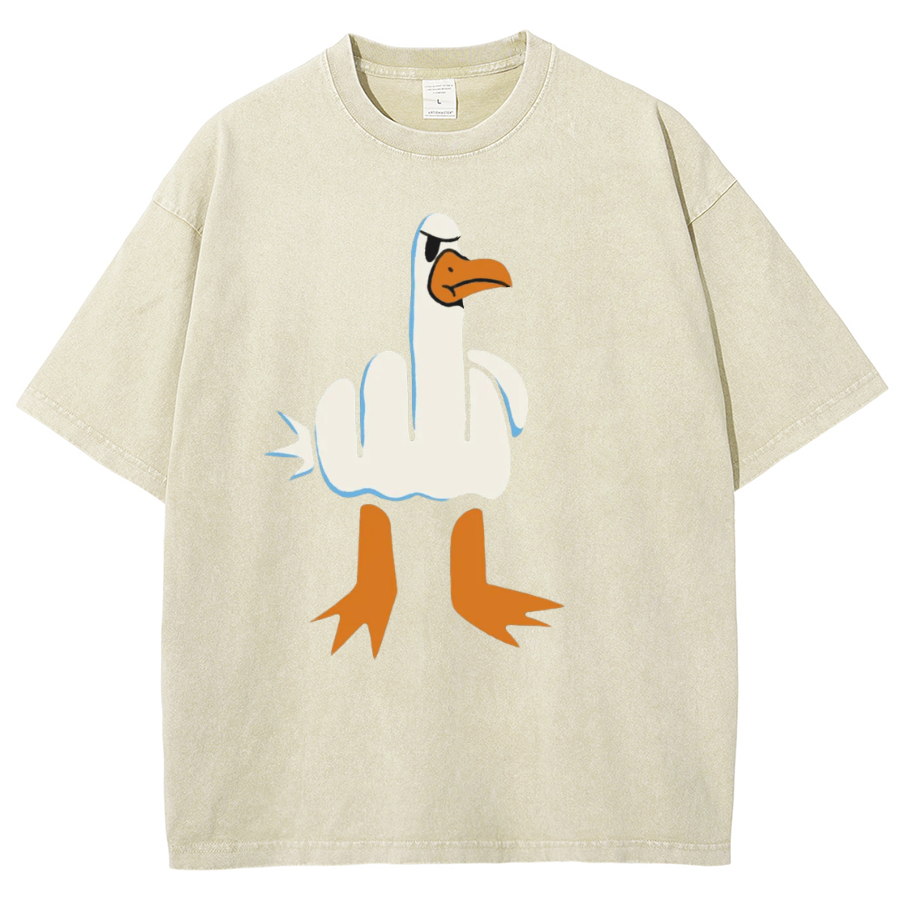 Rude Seagull Design Funny Vintage Distressed T-shirt