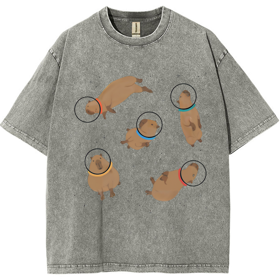 Capybara in Space Funny Vintage Distressed T-shirt