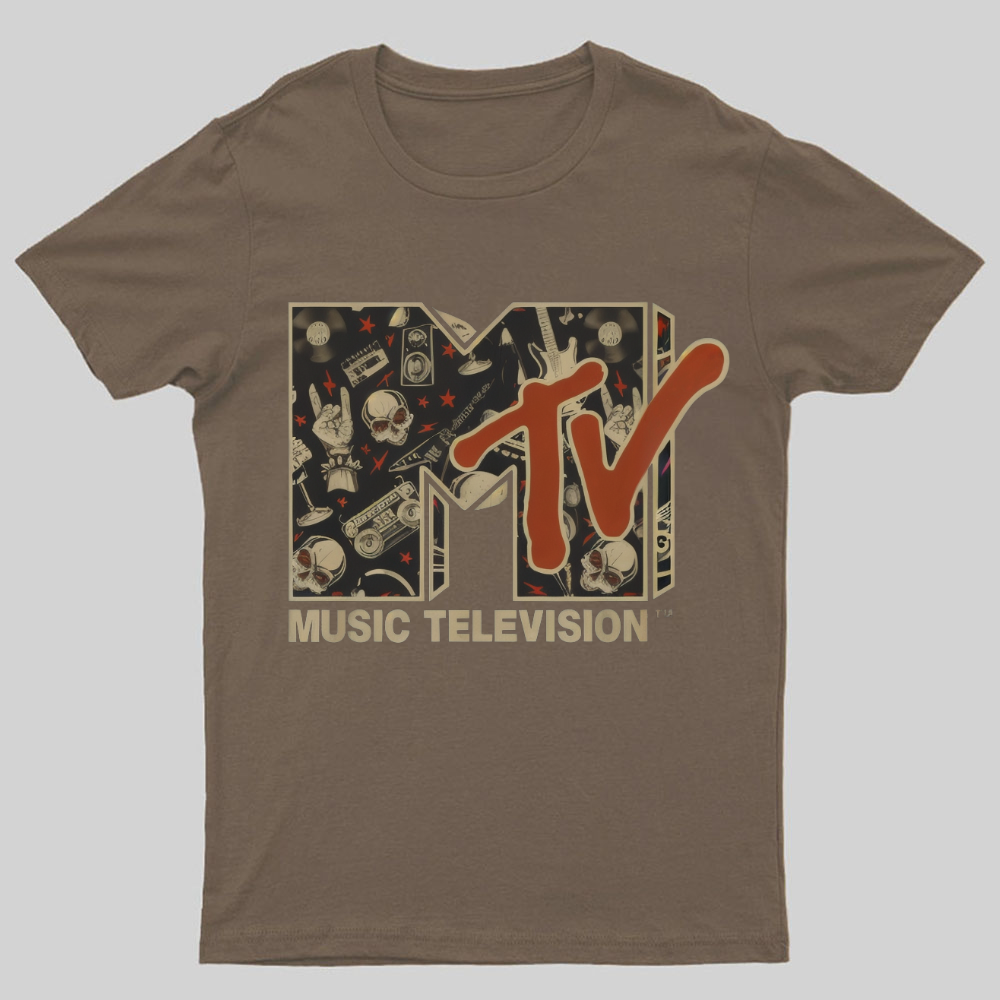 Mademark - MTV Rock n Roll Music Hard Heavy Metal Skull Guitar Vintage Nerdy T-Shirt