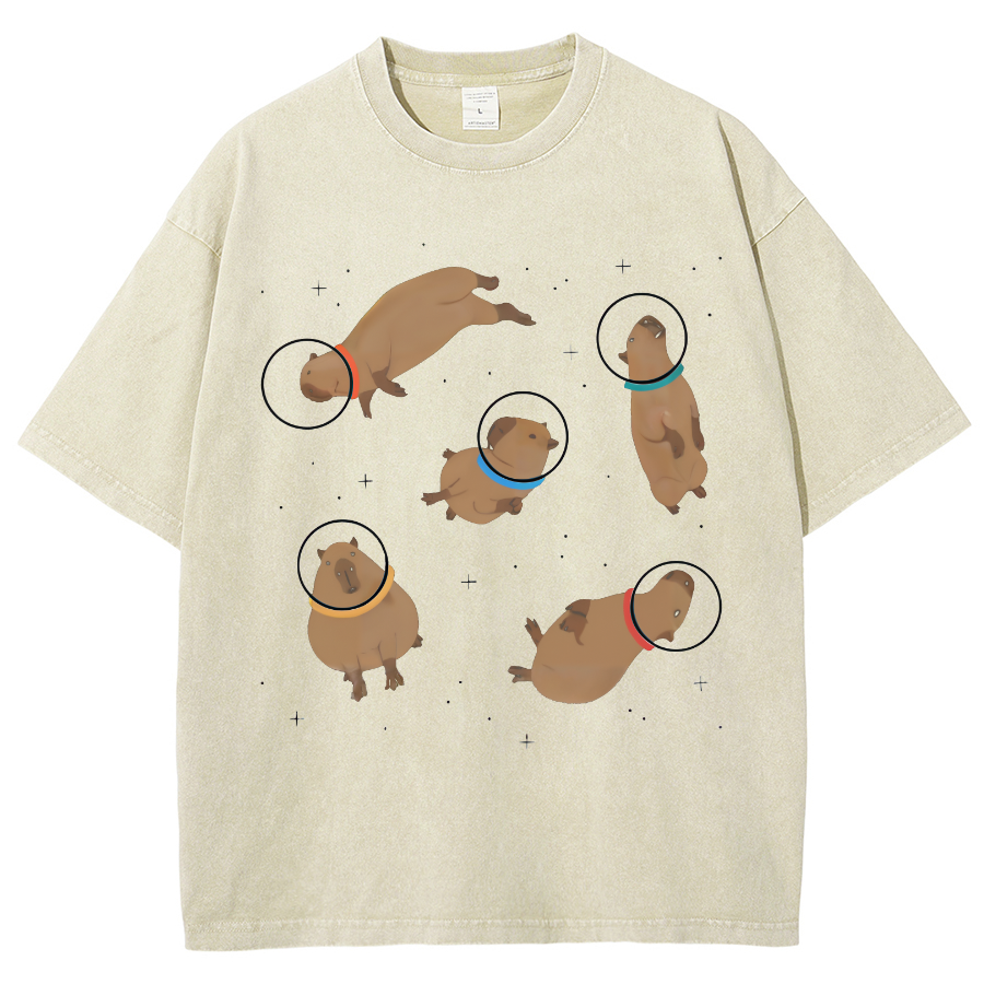 Capybara in Space Funny Vintage Distressed T-shirt