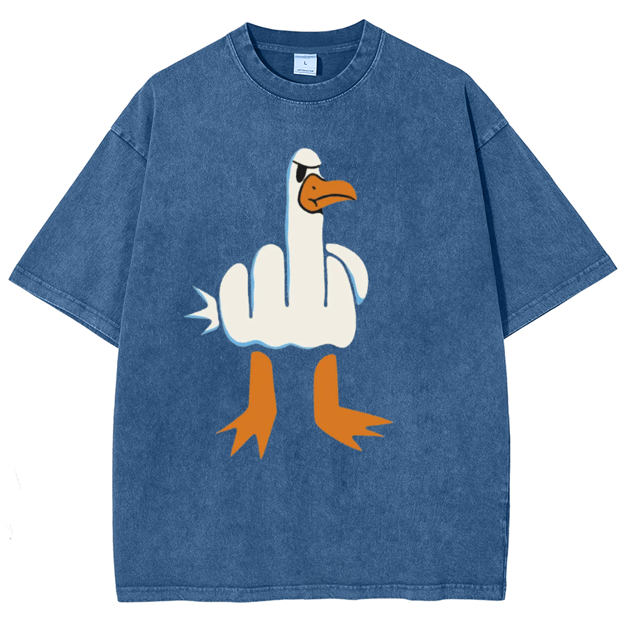Rude Seagull Design Funny Vintage Distressed T-shirt