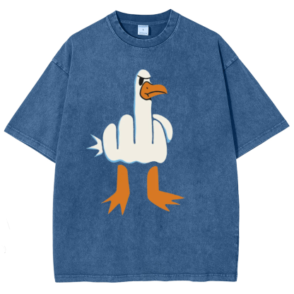 Rude Seagull Design Funny Vintage Distressed T-shirt