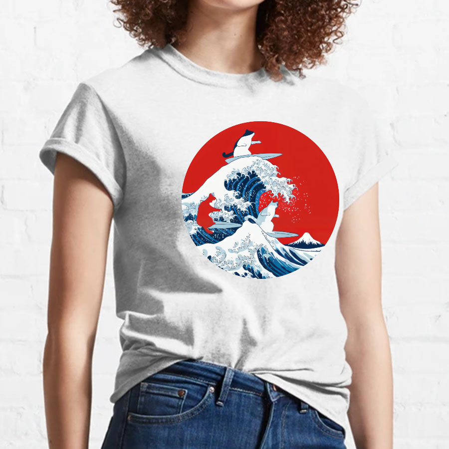 Surfing Cat Funny T-Shirt