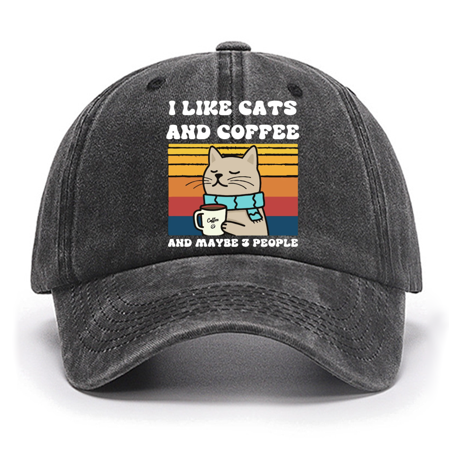 I Like Cats And Coffee And Maybe 3 People Funny Nerd Cotton Hat
