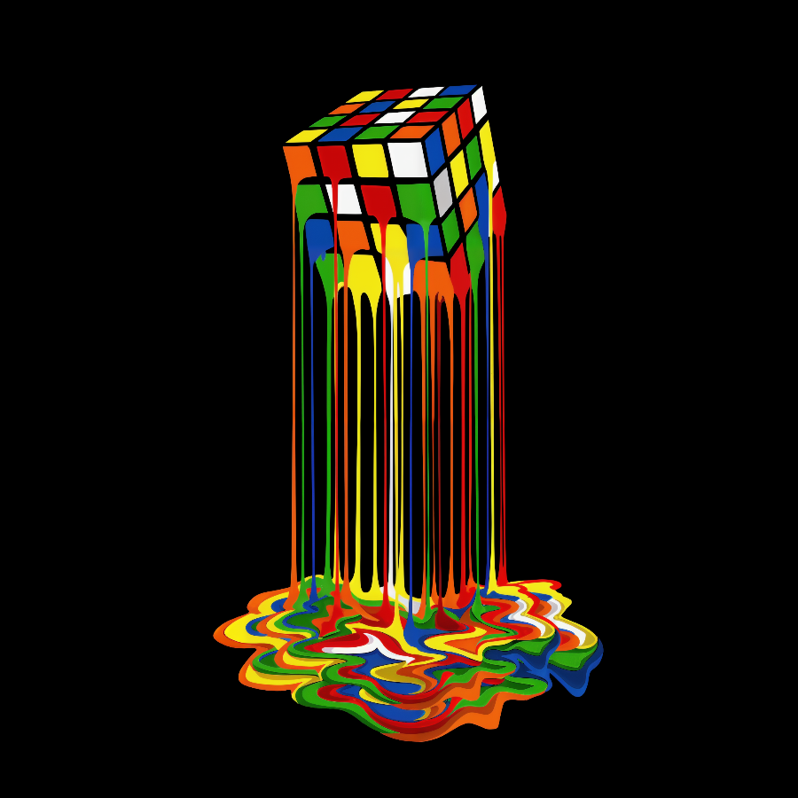 Rainbow Abstraction melted rubix cube Geeky T-Shirt