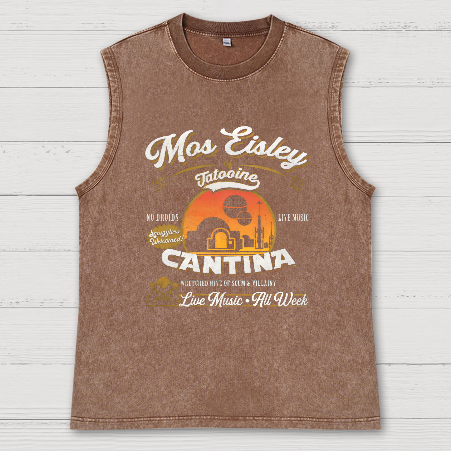 Mos Eisley Cantina Tatooine Graphic Wars Print Vintage Distressed Washed Tank