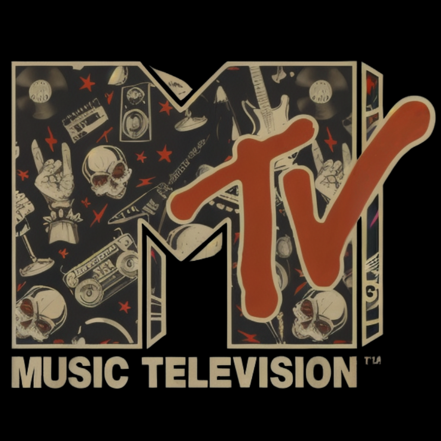 Mademark - MTV Rock n Roll Music Hard Heavy Metal Skull Guitar Vintage Nerdy T-Shirt