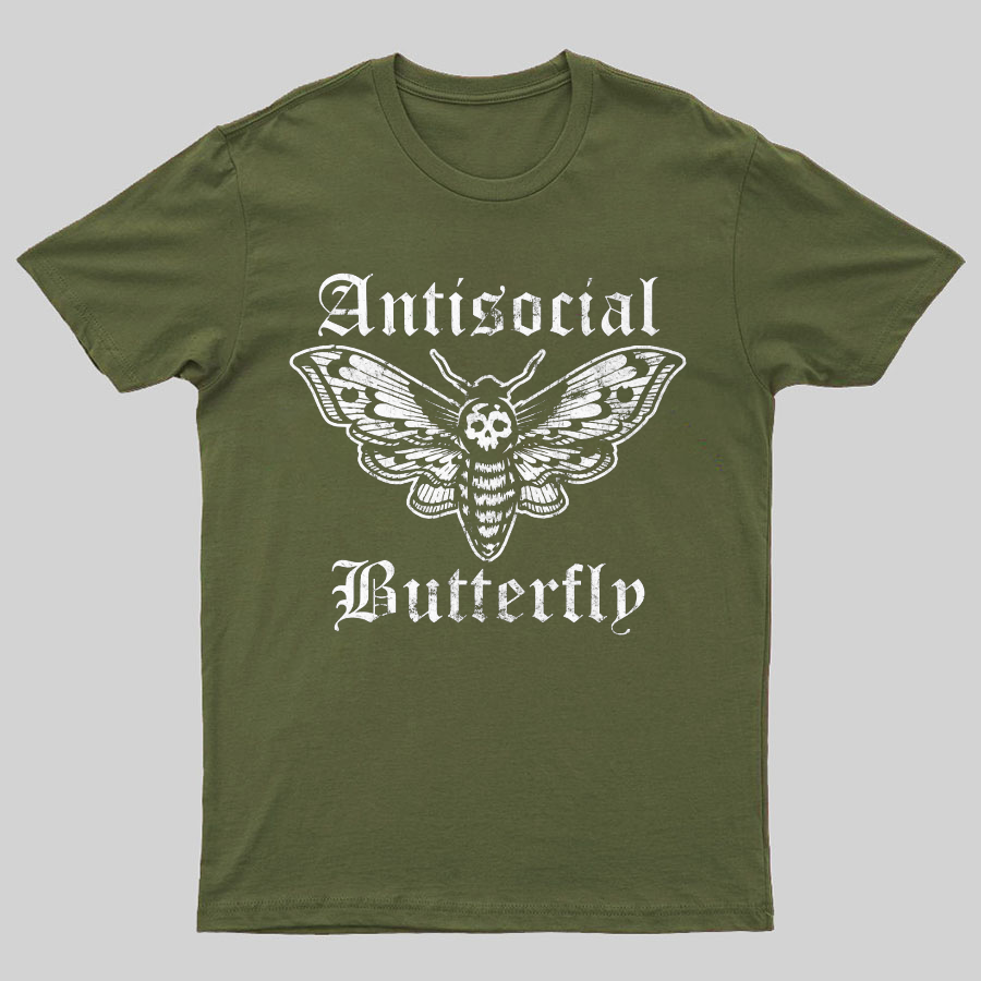 Funny Antisocial Butterfly Geeky T-Shirt