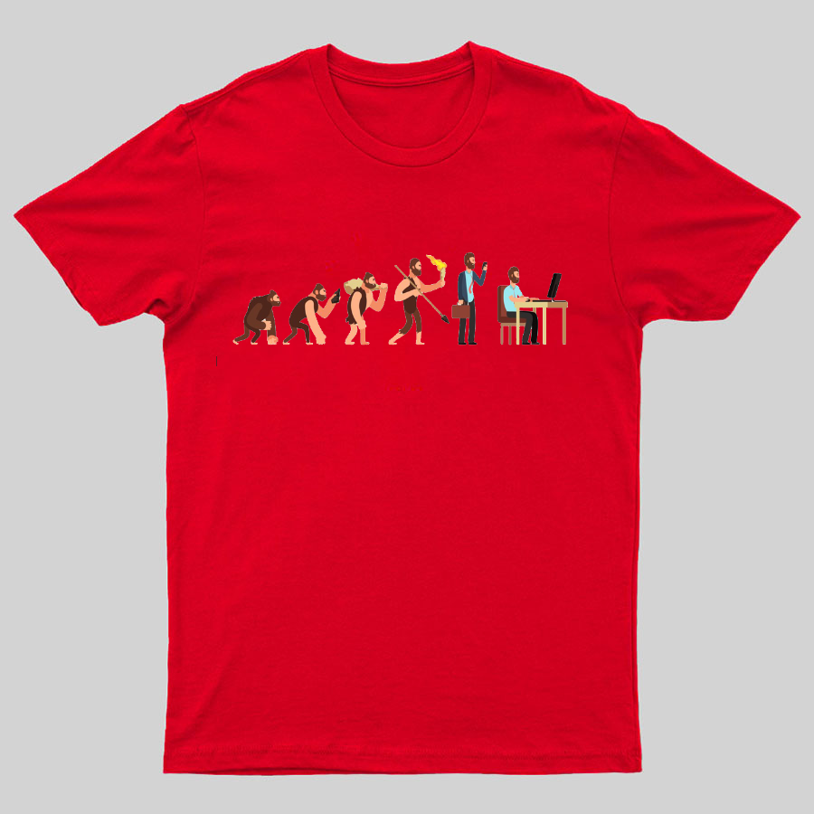 Human evolution From monkey to businessman and computer user Geeky T-Shirt