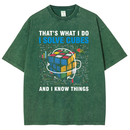 Competitive Puzzle I Solve Cubes And I Know Thing Cubing Vintage Distressed T-shirt