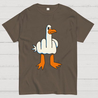 Rude Seagull Design Funny Geeky T-Shirt