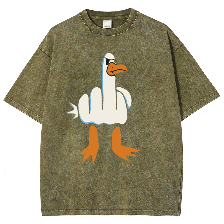 Rude Seagull Design Funny Vintage Distressed T-shirt